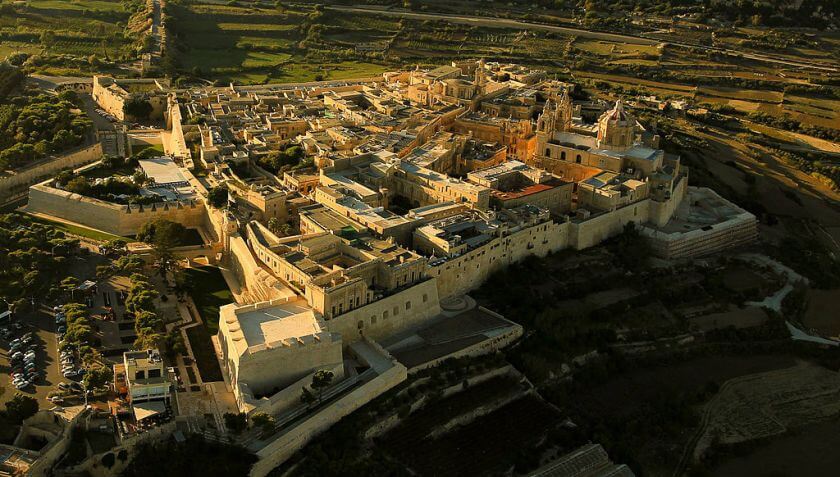 Panorama dall'alto della città di Mdina a Malta